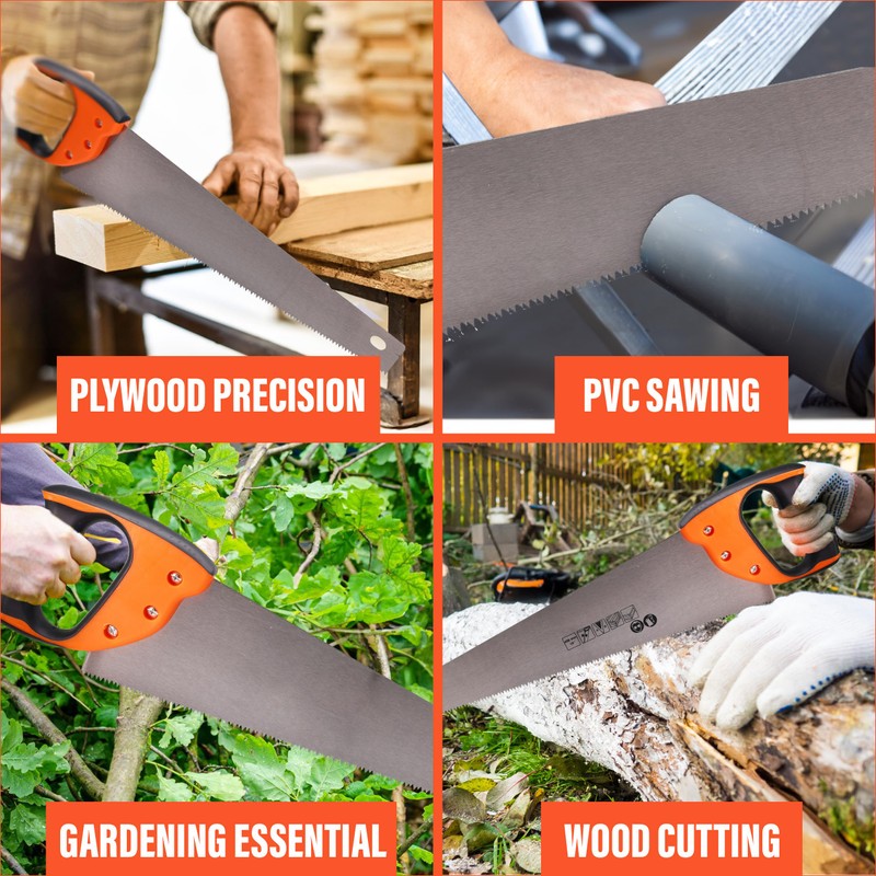 18” Hand Saw for Wood Cutting, 6 TPI Fine Cut,