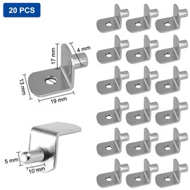 Pack of 20 Shelf Support L Shape Shelf Pins Shelf Holder Metal Shelf Support 5 mm Shelf Support Angle Shelf Support Glass Shelf Support Floor Support with Hole for Cabinet Bookshelf