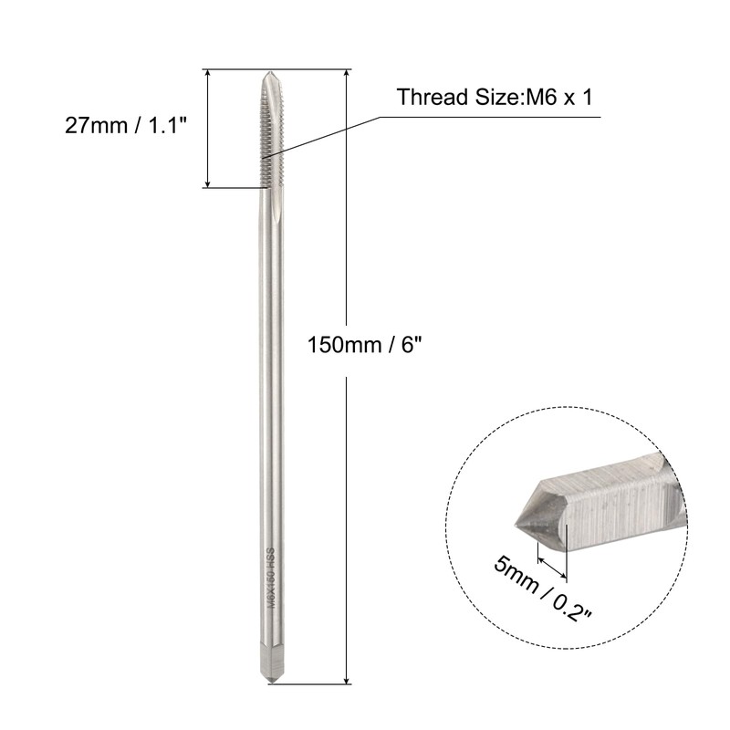 QUARKZMAN M6 x 1 H2 Metric Spiral Tip Tap, 150