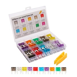 Kit de Fusibles Mini Variados Assortment de Fusibles de Reemplazo de 120 Piezas - Accesorios De Repuesto Para Piezas Automotrices Para Marina, Autocaravana, Remolque, Camión, SUV Y
