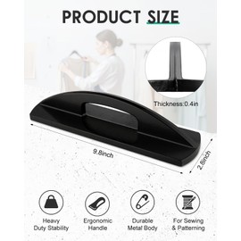 Alffun 3 Pack Pattern Weights for Sewing, Heavy Duty Fabric Weights for Pattern Cutting, Cast Iron Pattern & Cloth Weight 9.8" x 2.8", Black