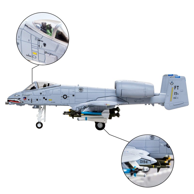 HANGOU 1/100 A-10 Thunderbolt Warthog Fighter Jet Plane Model Alloy