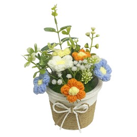 YUNBIAOSEN Knitting Crochet Puff Flowers Potted Plants, Mini Cute Home Desktop Decorations and Gifts for Friends, Classmates, Teacher - Christmas, Birthday Gift for Women, Men (Puff Potted)