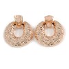 Large Round Hammered Clip On Earrings/Rose Gold Tone/ 60mm L
