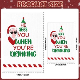 Funny Christmas Hand Towels Xmas He Sees You When You're Drinking Kitchen Towels Santa Winter Holiday Christmas Dish Towels Kitchen Bathroom Decor Novelty White Elephant Gag Gifts Stocking Stuffers