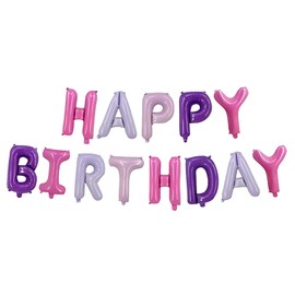 yafuidil Pink and Purple Happy Birthday Balloons Banner - 16 Inch Foil Letters Happy Birthday Sign Reusable Party Decorations for Kids and Adults, 16.4ft