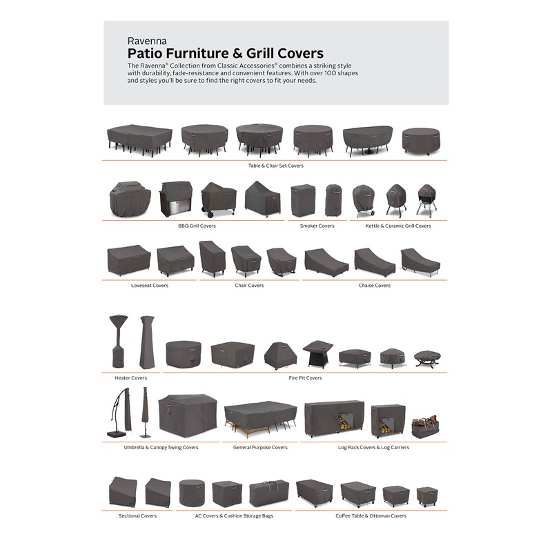 Classic Accessories Ravenna Water-Resistant 38 Inch Rectangular Patio Ottoman/Table Cover