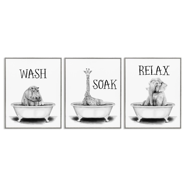 Stupell Industries Wash Soak and Relax Jungle Animal Bath Tub,