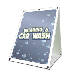 Detailing and Car Wash 18" x 24" A-Frame Sidewalk Sign| Advertise Your Business | Images On Both Sides | Auto Detailing Hand Detail | Made in The USA