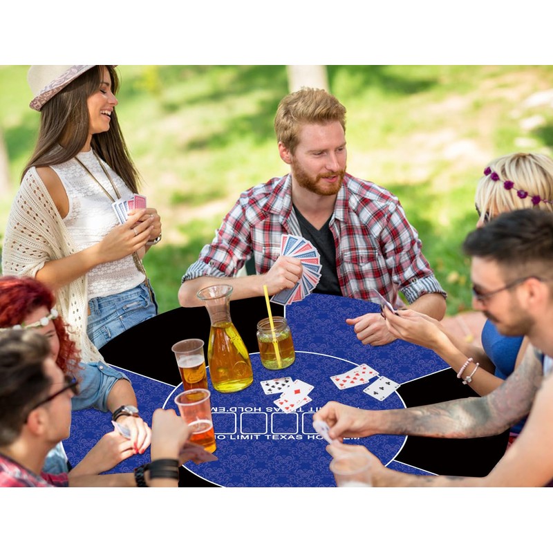 LERYG Round Poker Mat,39/47/55/63 inch 6-10 Person Texas Poker Rubber