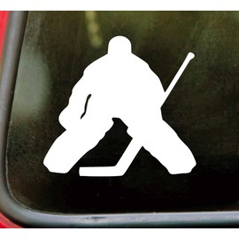 Minglewood Trading Matte Black | Hockey Goalie Vinyl Decal | Ice Puck Stick Winter Sport | Die Cut Sticker | Multiple Sizes & Colors | 5w x 4.5h inches | Matte Black