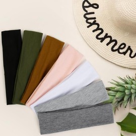 7PCS Non-Slip Headbands for Women - Elastic Hair Bands Set | Trendy Cloth Headbands for Workouts, Yoga & Running,Soft Stretchable Women's Hair Accessories (mix3)