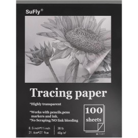 SuFly Tracing Paper 8.5x11 inch, 100 Sheets Transparent 8.5-x-11-inch: