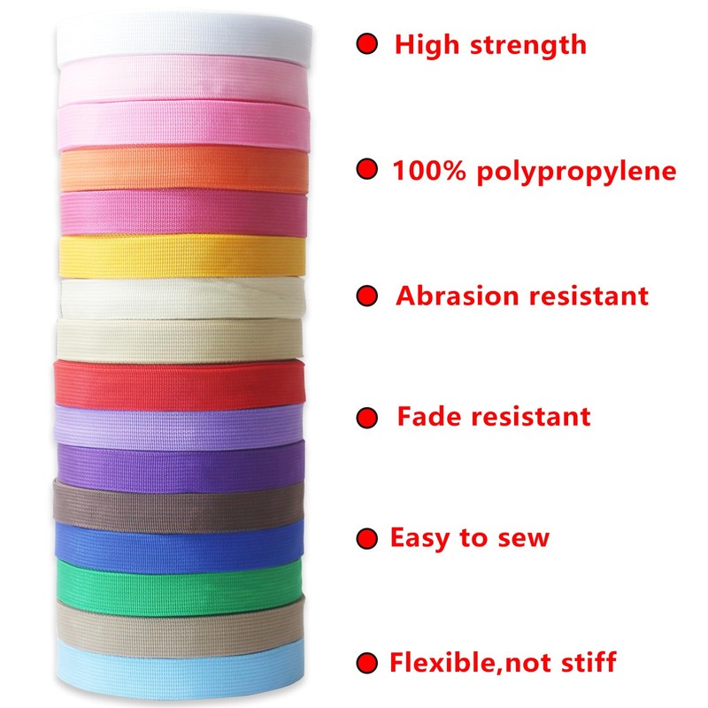 Red Webbing Backpack Bag Straps for Crafts 1 Inch-Durable Polypropylene