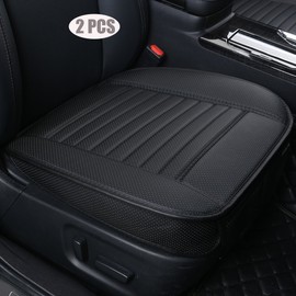 EDEALYN (2PCS PU Leather Seat Covers Auto Seat Protector Car Seat Covers for Front Seat with Side Flaps,(Deep20 inch × Width20 inch × Thick 0.4 inch) (Black-2 PCS)