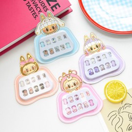 Children's Stick-On Gel Nail Tip Set with Charms - A8 New Collection in Exquisite Box Free Size / 2 Red 50ea
