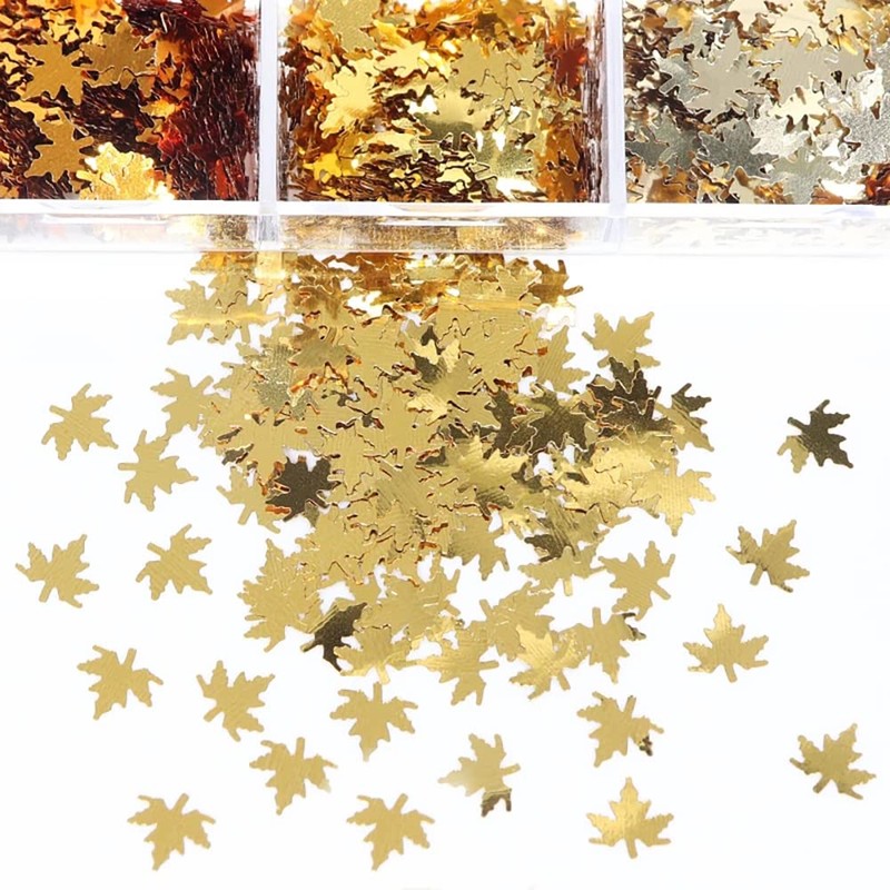 Fall Nail Art, 2 Boxes 3D Holographic Fall Leaves Nail