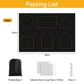 Window Blackout Fabric, 100% Opaque, 100 x 145 cm, Blackout Roller Blind, No Drilling, Roof Window Blackout Film, Travel Blackout Roller Blind Including Velcro Tape (Black, 100 x 145 cm)