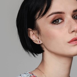 Valentine’s Day Heart Earrings for Women 925 Sterling Silver Hypoallergenic Red Heart Stud Earrings Valentine's Day Birthday Gifts for Girlfriend