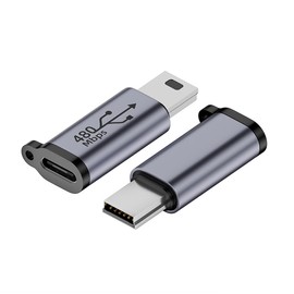 JORINDO 2 Pack Mini USB to Type-C Adapter，480Mbps Mini USB Male to USB C Female Adapter for Connecting Compatible Laptops/Tablets (Mini USB Male to Type-C Female)