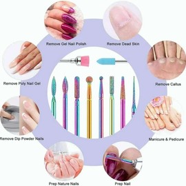 10 Piezas Kit Manicura Pedicura Rusa Pulido Broca Uña Gel Acrílico Cerámica Profesional Limpieza Cuticula Press-on Poligel