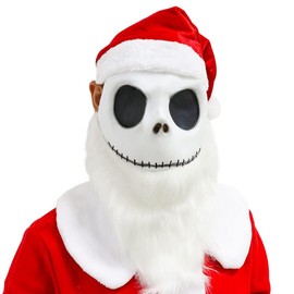 Applysu Jack Skellington Mask Nightmare Before Christmas Costume Mask Santa Latex Red Hat Party Cosplay Dress Up Props