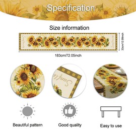 NBEADS Sunflowers Table Runner, Polyester Rectangle Tablecloth Seasonal Summer Kitchen Dining Table Decoration for Home Party Festival Decor, 33x183cm