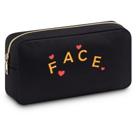 Letter Cosmetic Bag for Women Friend Colleague Black Makeup Bag Travel Toiletry Pouch Gift for Women Birthday Gift for Friend Female Sister Friendship Gift for Women Makeup Organizer