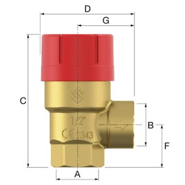 Flamco Prescor Valve 1/2 x 3 Bar - Pressure Relief Valve, Pressure Reducing Valve, Pressure Safety Valve - 27665