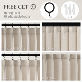 Pinch Pleated Curtains 86 Inches Long 2 Panels Set,Oatmeal Semi Sheer Blend Fabric Farmhouse Cozy Rustic Western Home Decor Curtain Drapes for Living Room Bedroom,40x86 inch Length,Apricot