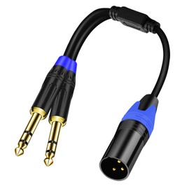 Seefeful (1PACK-11.8inch) Dual 6.35mm 1/4 Inch to XLR Microphone Cable, Dual Mono 6.35mm Male to XLR Audio Y Splitter Patch Cord, 3-Pin XLR to Dual 1/4'' (6.35mm) TS Male Converter Adapter Cable