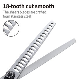 Fenice Peak 7.5'' Dog Chunker Scissors For Grooming 440C Stainless Steel Black Non-Slip Handle Sharp Blades Professional Pet Trimming Scissors for Cats Thinning Rate 75%