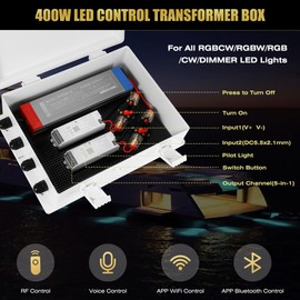 Goldlife C1 400W LED Control Transformer Box, AC110-265V to DC12V Low Voltage Transformer + RGB CCT 5in1 LED Controllers + RF Handheld/Panel Remoters for Pool Boat Landscape Outdoor Lights