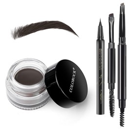 Eyebrow Pomade Pencil Liner Kit for Eyebrows Makeup with Waterproof Eyebrow Pencil, Eyeliner,Dual-ended Eyebrow Brush and Waterproof Smudge-proof Eyebrow Pomade 7g-Dark Brunette