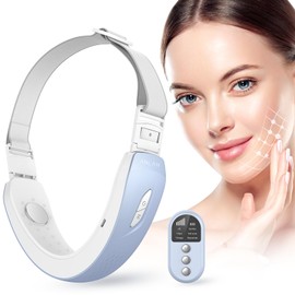 Electric V-Face Shaping Massager, ANLAN EMS Facelift Device, Red and Blue Phototherapy Face Massager, 6 Modes, Face Massager, V Shape Face Jawline Trainer with Remote Control