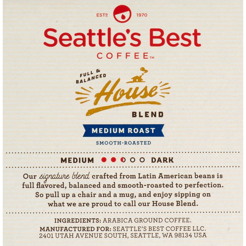 Seattle’s Best Coffee K-Cup Pods, House Blend Medium Roast, Smooth