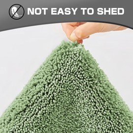 RUN HELIX Bathroom Mat 50x50cm U-Shape, 0.8inch Fluffy Long Hair Non-slip Super-Absorbent Machine Microfibre Washable Bath Rugs for Bathroom Bathtub Floor, Light Green