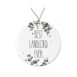 DiandDesignGift Landlord Ornament, Best Ever Christmas Gift for Landlord, Birthday Gift, Anniversary, Ceramic Ornament Printed on Both Sides, White