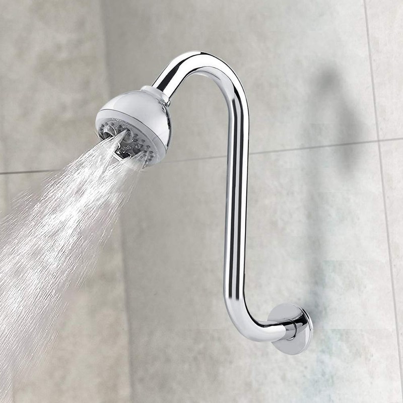 Joyzan S shaped Shower Arm, High Rise Shower Head Extension