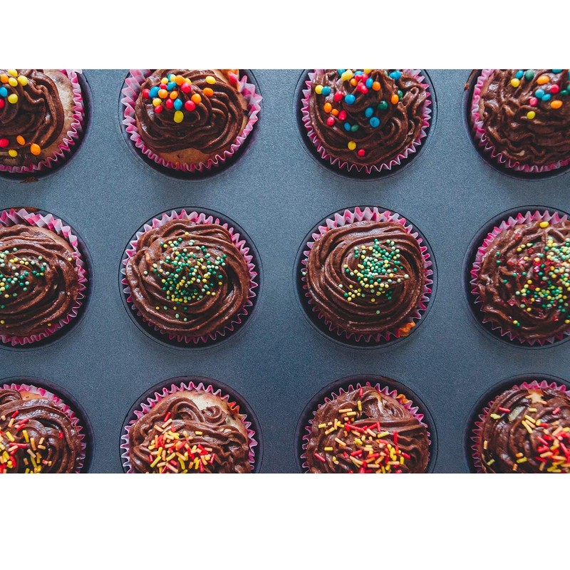 Kingrol 24-Cup Nonstick Mini Cupcake & Muffin Pans, Carbon Steel