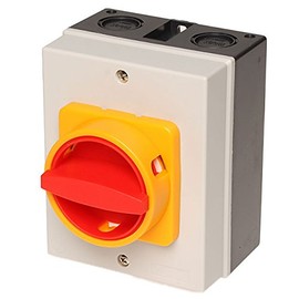 KlingerBorn 3-pole main switch and emergency stop switch, 11 kW 32 A, yellow/red handle, safety standard and IP54/IP67 protection, German quality assurance
