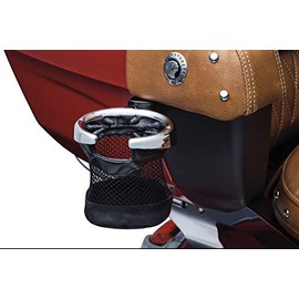 Kuryakyn 1832 Motorcycle Accessory: Passenger Drink/Cup Holder with Mesh Basket for 2015-19 Indian Motorcycles, Right Side, Chrome