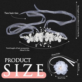 Watkings Flower Girl Hair Accessories Flower Girl Headband Flower Headbands Wedding Hair Accessories Communion Accessories for Girls Women, White, 28cm, 1 count