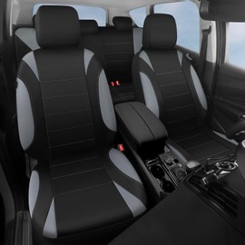 CAR PASS Waterproof Car Seat Covers Full Sets, Universal Fit Seat Covers for Cars, EVA Neoprene Seat Cover Set Full Sets, Interior Covers for Auto SUV,Vans,sedans, Trucks,(Black and Gray)