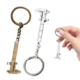 SnugZest 2 PCS Mini Tool Keychain Vernier Caliper Key Chain Key Ring Pocket Tool Set, Camping Gadget Keychain Outdoor Tool Gadget Multitool Gift for Friends(COLOR:Silver,Copper)