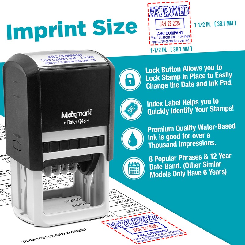 MaxMark Q43 (Large Size) Date Stamp with Paid Self Inking