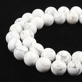 DIQIO Natural White Howlite Beads for Jewelry Making - Stone Beads Gemstone Beads for Bracelets, 10mm Round Loose Jasper Beads(35-37pcs, 10mm, White Howlite)