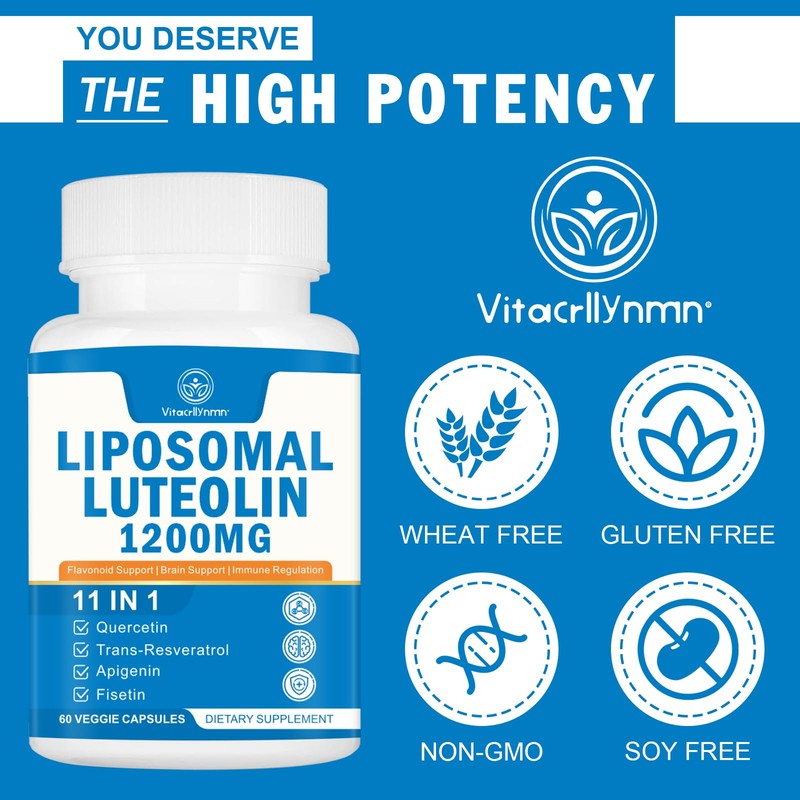 1200MG Liposomal Luteolin Supplement - Maximum Absorption, Antioxidant Boost for