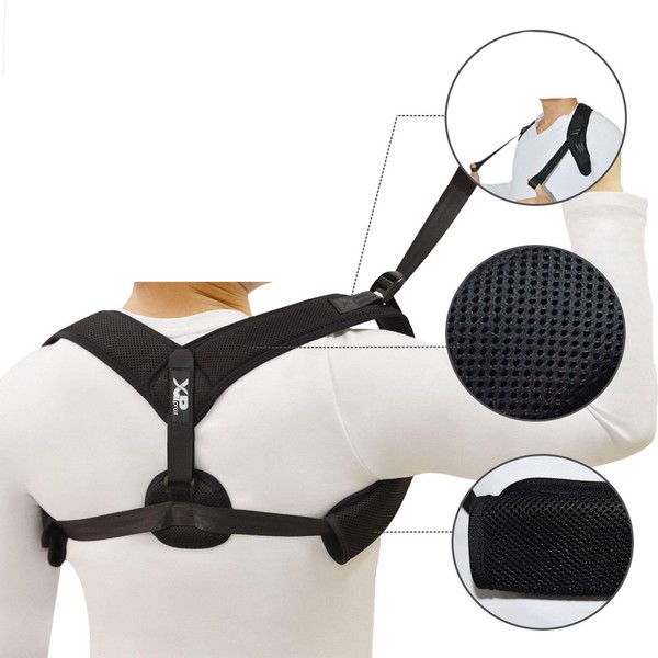 Posture Corrector/Back Brace for Women and Men by XPprax - Adjustable Back Support for Posture Training - Pain Relief for Sore/Tight Upper Back - Improve Appearance and Mobility (no slouching)