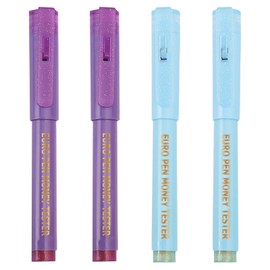 Pack of 4 Money Checker Pen, Money Detector Pen with UV Lamp, Money Checker Pen, Fake Banknotes for Euro, Pound, Dollar, etc